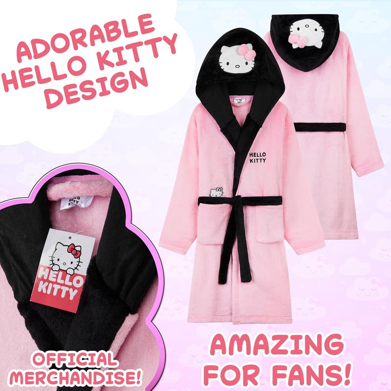 Hello Kitty Sanrio Robe for Girls, Teens, Fleece Hooded Bath Robe Cozy Loungewear Cinnamoroll Kuromi Kawaii Gifts For Girls - Image 4